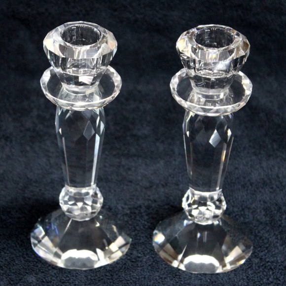6.5" Crystal Candlestick Multi-faceted candle holder brilliant Christmas Dinner - Picture 5 of 10